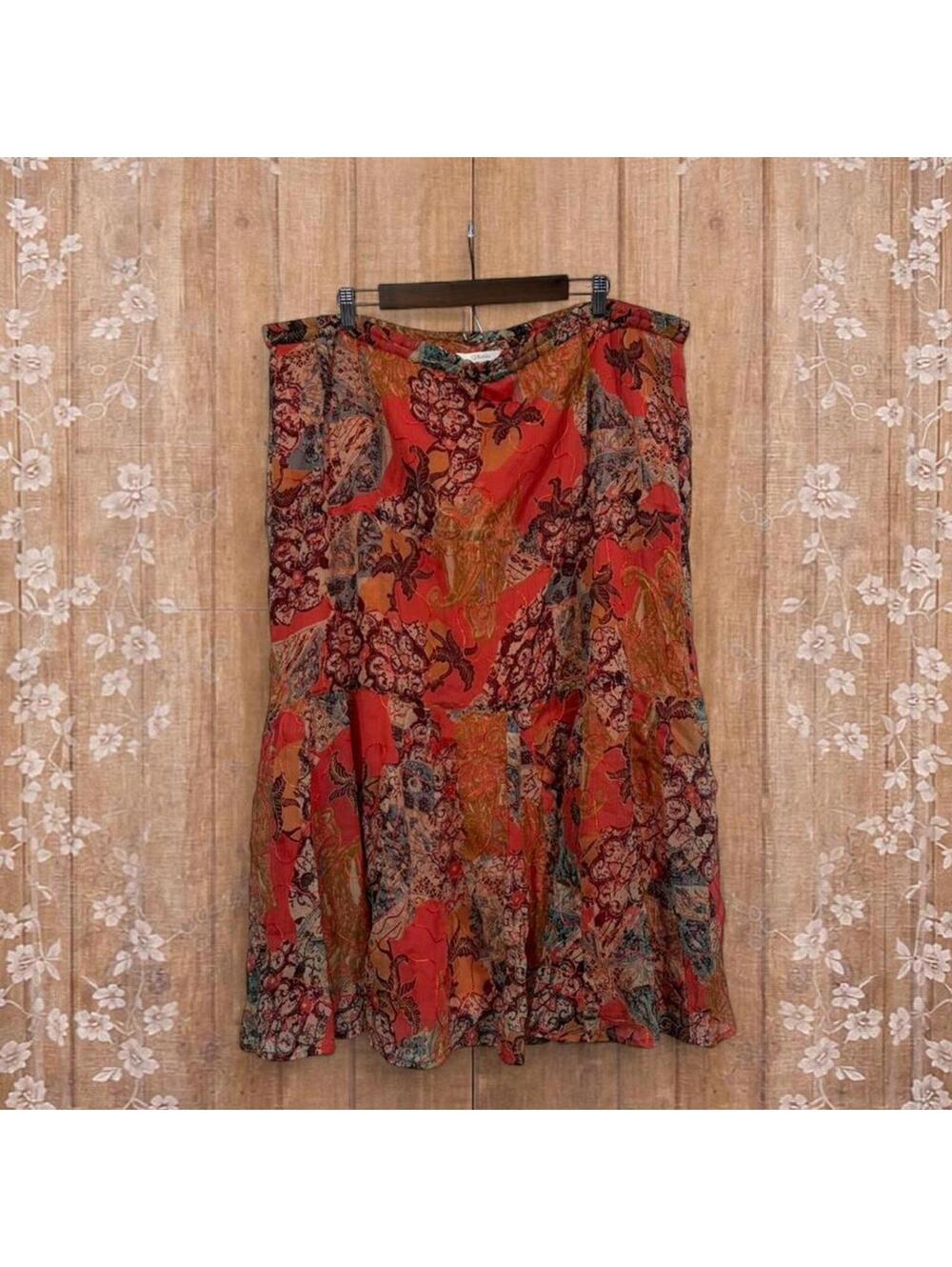 CJ Banks Patchwork Print Tiered Skirt Women's Plus Boho